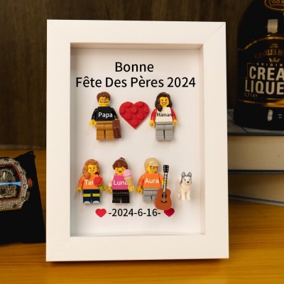 Cadre familial personnalisé avec petite figurine pour cadeau de fête des pères