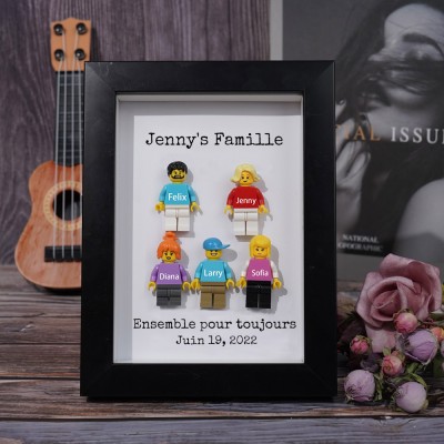 Cadre personnalisé pour petite figurine familiale, cadeau de fête des mères