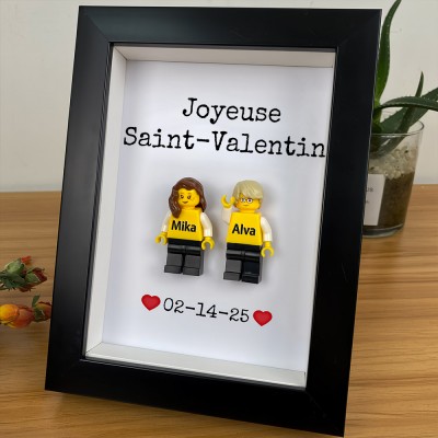 Cadre personnalisé pour petite figurine de couple, cadeau de Saint-Valentin