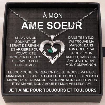 Collier avec nom de cœur To My Soulmate, cadeaux d'anniversaire, idées de cadeaux de Saint-Valentin, cadeaux de Noël