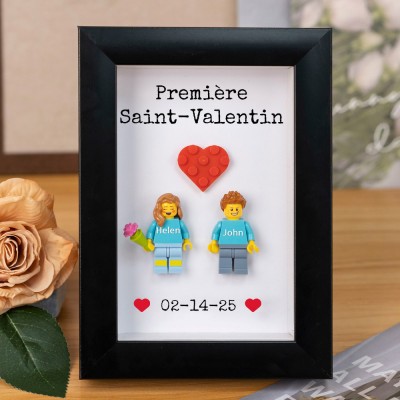 Cadre personnalisé pour petite figurine de couple, cadeau de Saint-Valentin