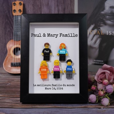 Cadre personnalisé pour petite figurine familiale, cadeau de fête des mères