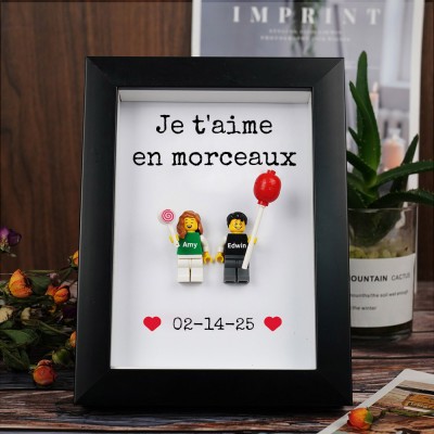 Cadre personnalisé pour petite figurine de couple, cadeau de Saint-Valentin