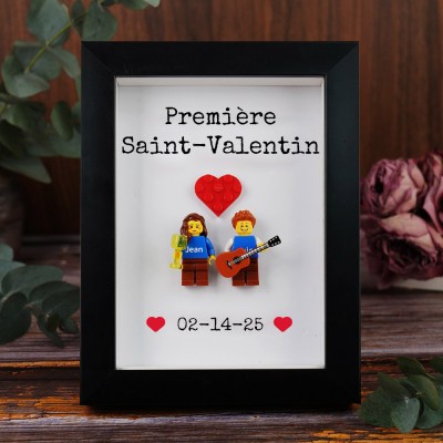Cadre personnalisé pour petite figurine de couple, cadeau de Saint-Valentin