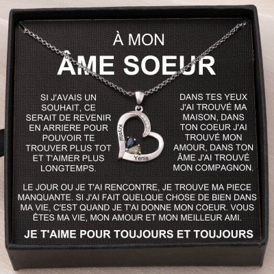 À mon âme soeur cadeaux de collier en forme de coeur personnalisés pour les cadeaux d'anniversaire de l'âme soeur cadeaux de Noël