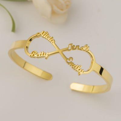 Bracelet jonc personnalisé nom infini avec 1-6 noms
