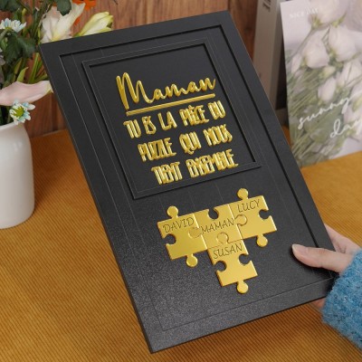 Pièce de puzzle personnalisée en bois pour maman qui nous tient ensemble, cadeau de fête des mères
