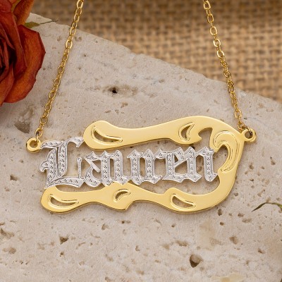 Cadeau d'anniversaire d'anniversaire de collier de nom bicolore personnalisé pour elle