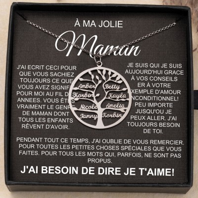 À ma belle maman personnalisé arbre de vie nom collier idées cadeaux pour maman cadeaux d'anniversaire pour elle