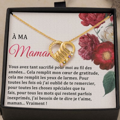 Collier personnalisé avec nom de maman, avec pierres de naissance, idées cadeaux pour maman, cadeau d'anniversaire, cadeaux de noël