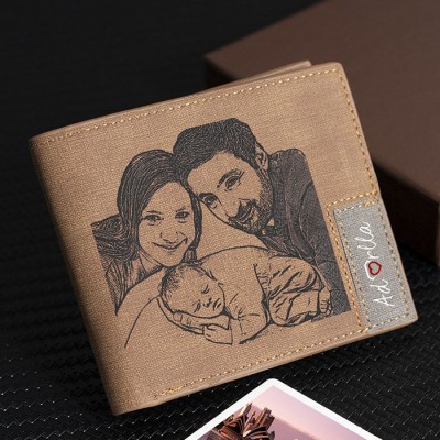 Portefeuille en cuir photo personnalisé cadeau fête des pères