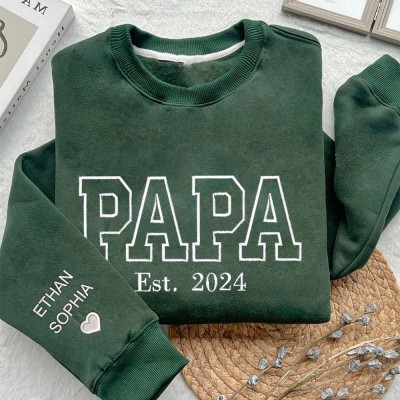 Sweat à capuche brodé Papa personnalisé avec date, idées cadeaux uniques pour la fête des pères