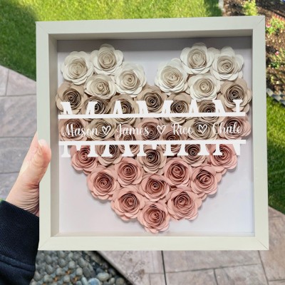 Boîte d'ombre à fleurs personnalisée pour maman, idées cadeaux d'amour pour maman, grand-mère, cadeau de fête des mères