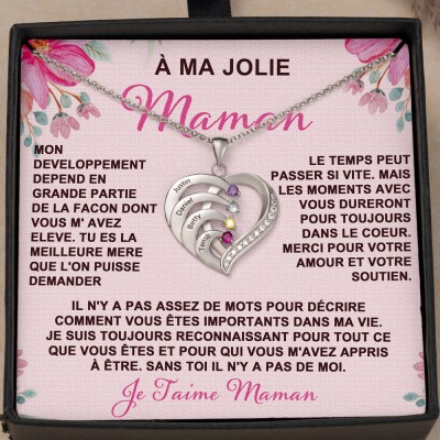 À ma belle maman coeur pendentif nom collier idées cadeaux pour maman cadeau d'anniversaire pour elle