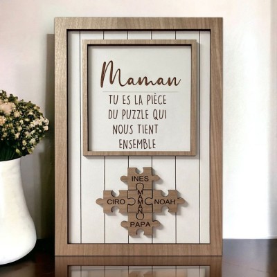 Pièce de puzzle personnalisée en bois pour maman qui nous tient ensemble, cadeau de fête des mères