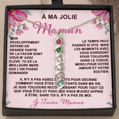 Collier personnalisé avec nom de maman, avec pierres de naissance, cadeaux pour maman et grand-mère