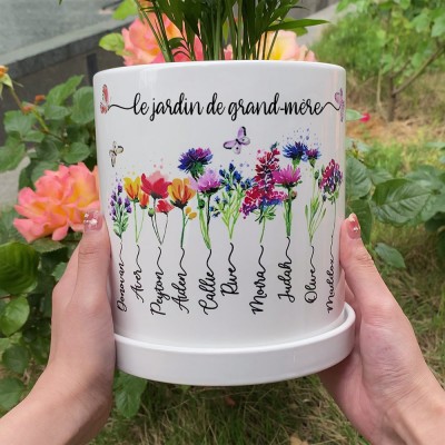 Pots de plantes succulentes de jardin de grand-mère personnalisés, Pot de fleurs de naissance, cadeaux de noël