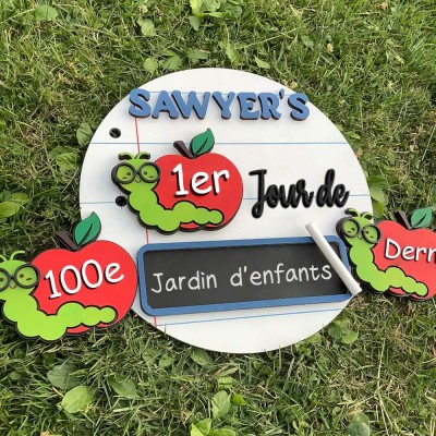 Panneau personnalisé interchangeable premier/100e/dernier jour d'école, cadeau de rentrée scolaire pour les enfants