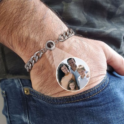 Bracelet pour homme avec projection de photo personnalisé avec image à l'intérieur Idées cadeaux pour la fête des pères de fils