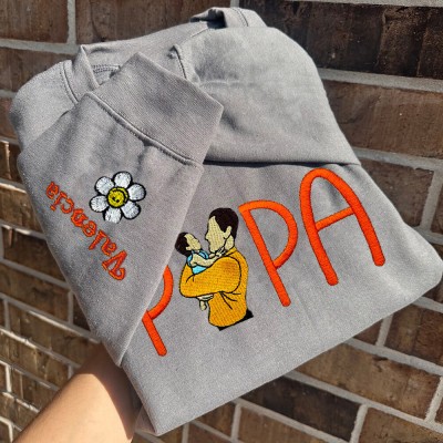 Sweat-shirt à capuche brodé avec photo de papa personnalisé, avec noms d'enfants, idées cadeaux pour la fête des pères