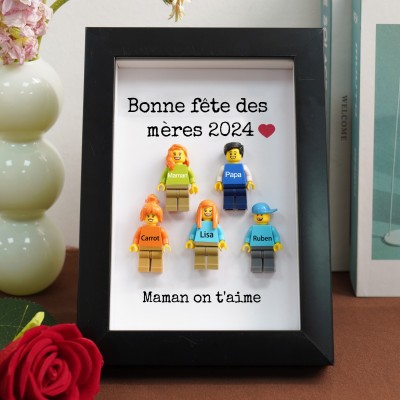 Cadre personnalisé pour petite figurine familiale, cadeau de fête des mères