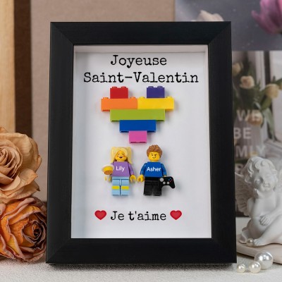 Cadre personnalisé pour petite figurine de couple, cadeau de Saint-Valentin