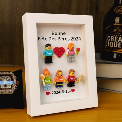 Cadre familial personnalisé avec petite figurine pour cadeau de fête des pères