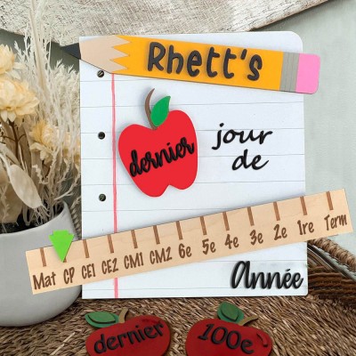 Panneau personnalisé interchangeable premier/100e/dernier jour d'école, cadeau de rentrée scolaire pour les enfants