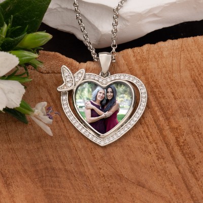 Collier photo personnalisé en forme de coeur Cadeau de bijoux commémoratif personnalisé pour son cadeau d'anniversaire Cadeau de famille