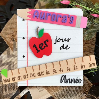 Panneau personnalisé interchangeable premier/100e/dernier jour d'école, cadeau de rentrée scolaire pour les enfants