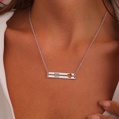 Collier Double Barre Gravé