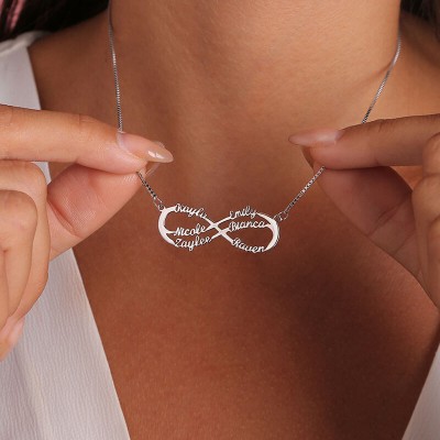 Collier Prénom Infini Personnalisé avec 6 Prénoms