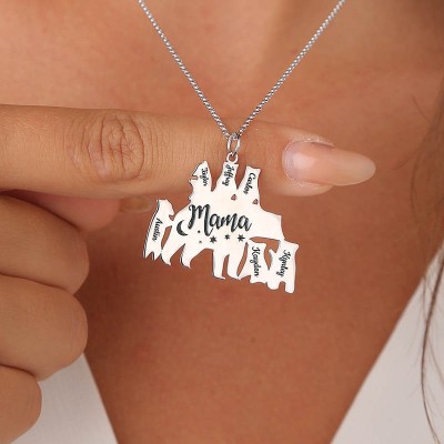 Collier personnalisé maman ours 1-8 noms pour cadeaux de fête des mères