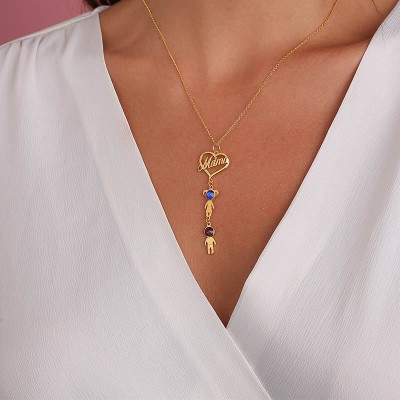 Collier enfant gravé 1-10 pendentifs en option avec pierre de naissance