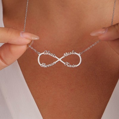 Collier Prénom Infini Personnalisé avec 4 Prénoms