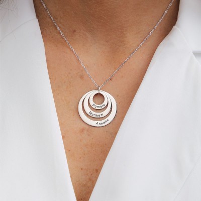 Collier de disque gravé personnalisé avec collier de gravure de nom personnalisé de 1 à 5 cercles