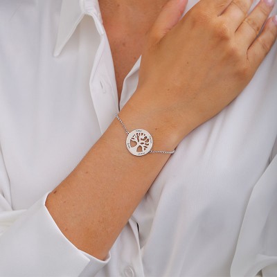 Bracelet 4 Prénoms Gravable avec Arbre Généalogique