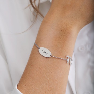 Bracelet Prénom Initiale Plaqué Or 14k