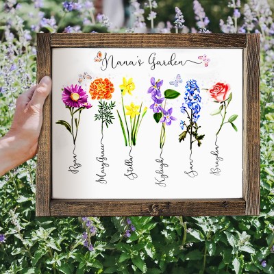Mother's Day Gifts Grandma's Garden Birth Month Flower Sign Love Gift Ideas for Grandma Mom