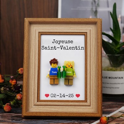 Cadre personnalisé pour petite figurine de couple, cadeau de Saint-Valentin