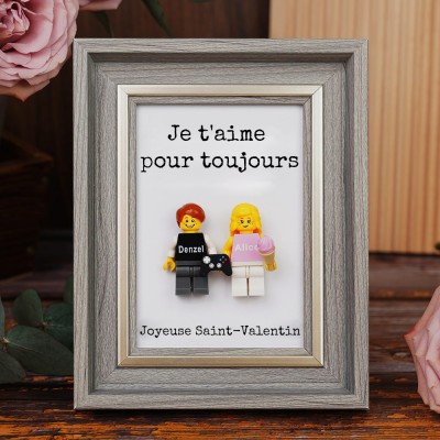 Cadre personnalisé pour petite figurine de couple, cadeau de Saint-Valentin