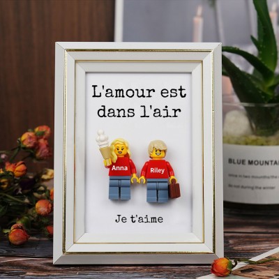 Cadre personnalisé pour petite figurine de couple, cadeau de Saint-Valentin