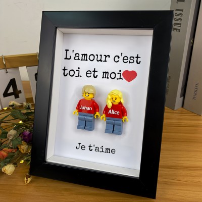 Cadre personnalisé pour petite figurine de couple, cadeau de Saint-Valentin