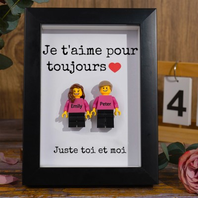 Cadre personnalisé pour petite figurine de couple, cadeau de Saint-Valentin
