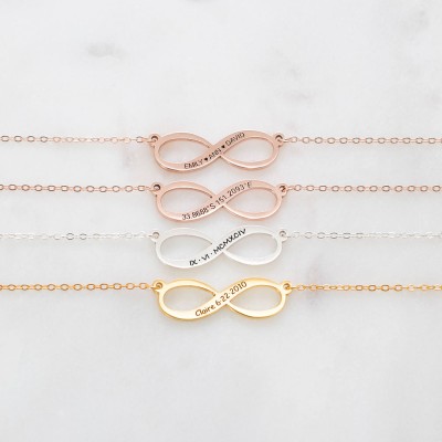 Bijoux Infini | Collier d'été infini en argent | Cadeau Infini Personnalisé | Cadeaux pour les mères
