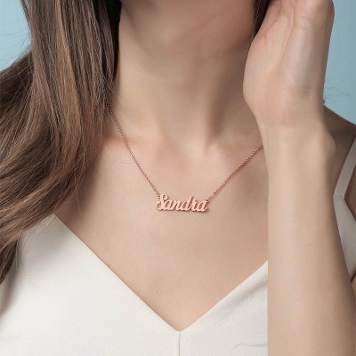 Collier Prénom Classique Personnalisé en Or Rose 18K pour Elle
