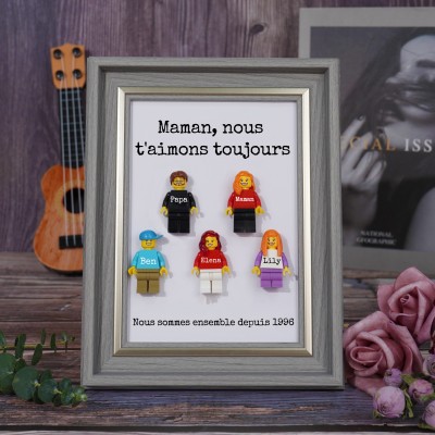 Cadre personnalisé pour petite figurine familiale, cadeau de fête des mères