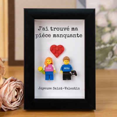 Cadre personnalisé pour petite figurine de couple, cadeau de Saint-Valentin