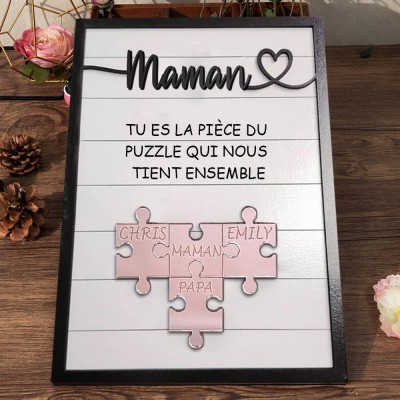 Pièce de puzzle personnalisée en bois pour maman qui nous tient ensemble, cadeau de fête des mères