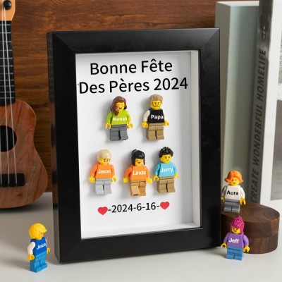 Cadre familial personnalisé avec petite figurine pour cadeau de fête des pères